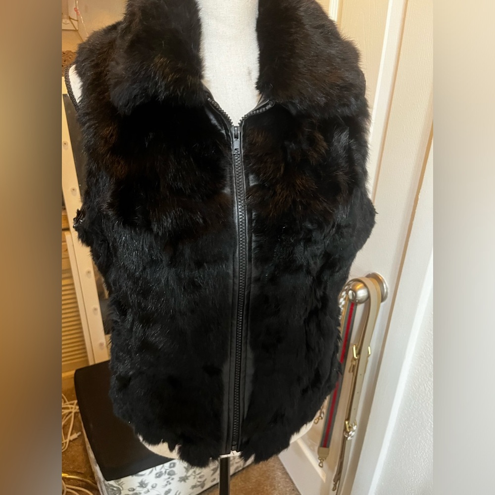 Jennyfer J zip up fur jacket black